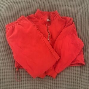 SET Active Red Quarter-Zip Pullover and Joggers Set